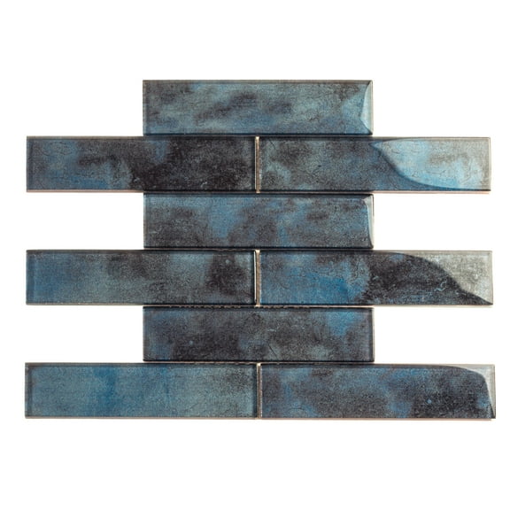 5 pack Dark Blue 11.8 in. x 11.8 in. Polished Glass Mosaic Floor and Wall Tile (4.83 sq. ft./Case)