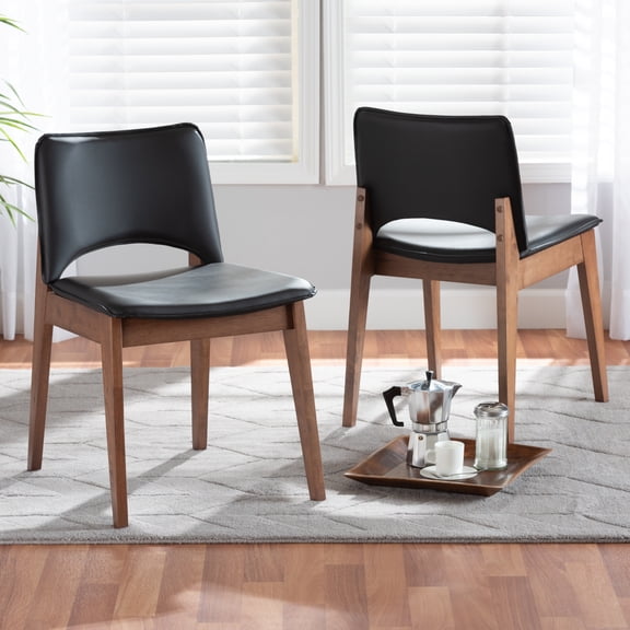 Baxton Studio Afton Dining Chair, Set of 2, Black