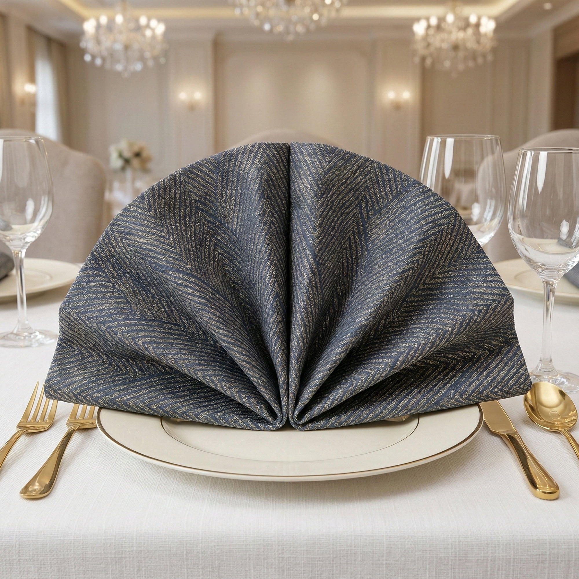 Unique Bargains 6 Pack Cotton Washable Reusable Dinner Napkins for Events Blue 18"x18"