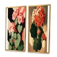 thumbnail image 3 of Designart "Retro Geranium Blooming in Red and Green I" Floral Framed Wall Art Set Of 2 - Traditional Red Frame Gallery Set For Office Decor, 3 of 6
