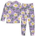 thumbnail image 2 of Yellow Pistil and White Flower Cotton Pajamas 2 Piece Set Sleepwear Soft and Comfortable Homewear Nightwear, 2 of 7