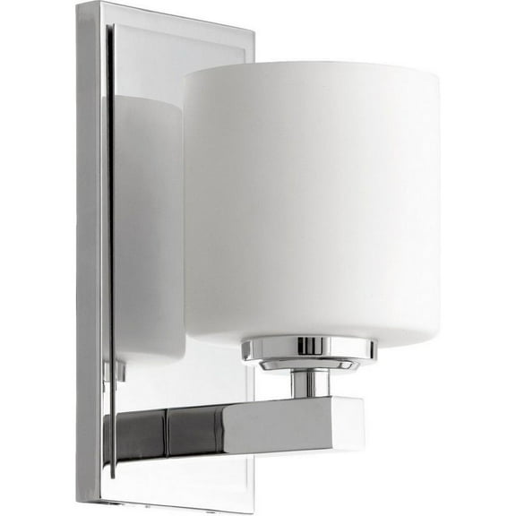 1 Light Cylinder Wall Mount with Satin Opal Glass-9.25 inches H By 4.75 inches W-Chrome Finish-Satin Opal Glass Color Bailey Street Home