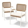 thumbnail image 2 of Gaderth Set of 4 Stackable Rattan Garden Armchairs with Thick Cushions, Outdoor Dining Chairs with Weatherproof PE Wicker and White Powder Coated Metal Frame for Patio Balcony Lawn, 2 of 8
