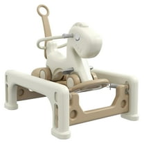 5 in 1 Rocking Horse for Toddlers Years 1-6, Kids Spring Ride on Horse Balance Bike with Detachable Balance Board, Push Handle & Footrest for Baby Boys and Girls, Cream White