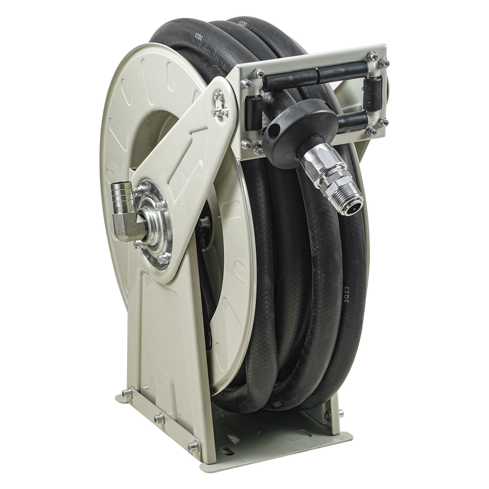 Extra Long 66' Retractable Diesel Fuel Hose Reel, 3/4" NBR Rubber Hose, Heavy-Duty Carbon Steel Construction with Automatic Nozzle, 300PSI for Aircraft/Ship/Vehicle/Tank Truck Refueling