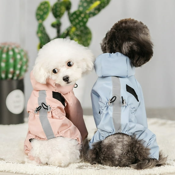 SPRING PARK Pet Dog Rain Coat Clothes Puppy Four-legged Waterproof Jacket Hooded Warm Raincoat for Autumn Winter