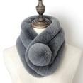 thumbnail image 2 of Bufanda de tres tubos de pelo de conejo de imitación para mujer, jersey de cuello cálido de felpa grueso y moderno para invierno, 2 of 6