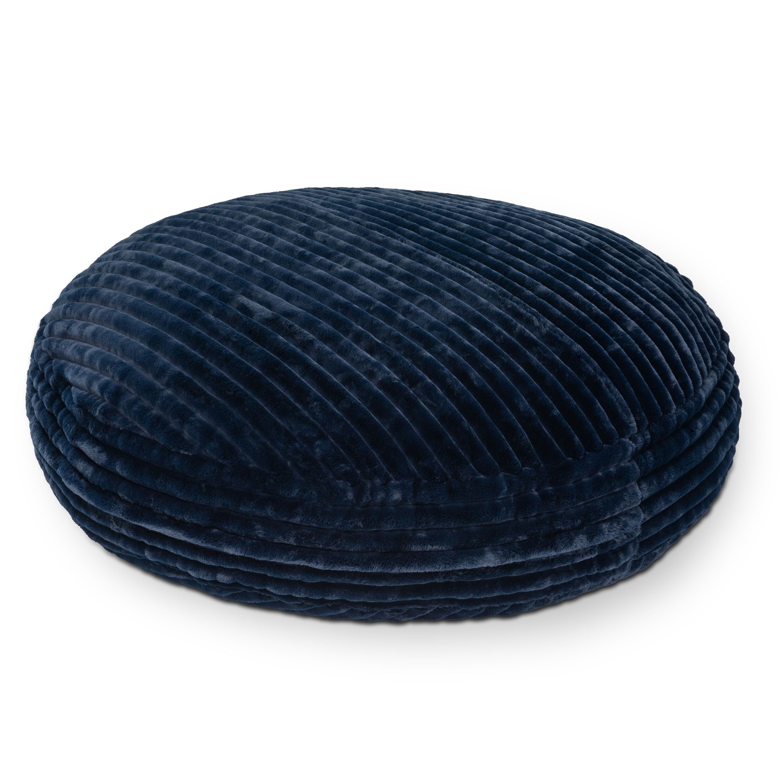 Jaxx 6 Foot Cocoon - Large Bean Bag Chair for Adults, Premium Luxe Faux Fur - Mondo Midnight Blue