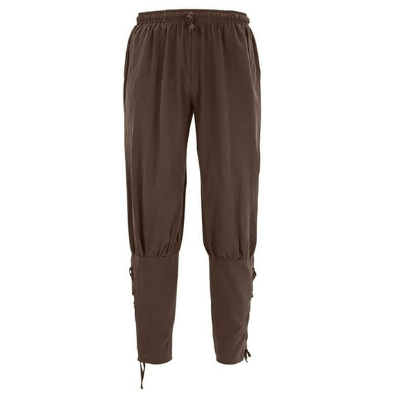 Men's Retro Ankle Banded Pants Casual Vintage Cotton Pants with Pockets Solid Color Loose Stretchy Trousers