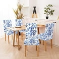 thumbnail image 2 of Vintage Blue Flowers Paisley Floral Chair Covers Set of 4 Stretch Removable Washable Slipcovers for Dining Room Hotel Kitchen, 2 of 4