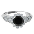 thumbnail image 3 of Mauli Jewels Engagement Rings for Women 1.15 Carat Black Diamond Halo Engagement Ring 4 prong 14K Solid White Gold, 3 of 7