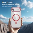 thumbnail image 3 of Magnetic for iPhone Air Case, Compatible with MagSafe, with Camera Lens Stand, Matte Skin Feeling Case, Military-Grade Drop Proof Transparent Slim Shockproof Phone Case Cover, Red, 3 of 9