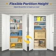 thumbnail image 4 of Metal Garage Storage Cabinet with 2 Doors and 4 Adjustable Shelves - 70.8" Steel Locking Storage Cabinet,Garage Cabinets for Office,Home,Garage,Gym,School (White), 4 of 14