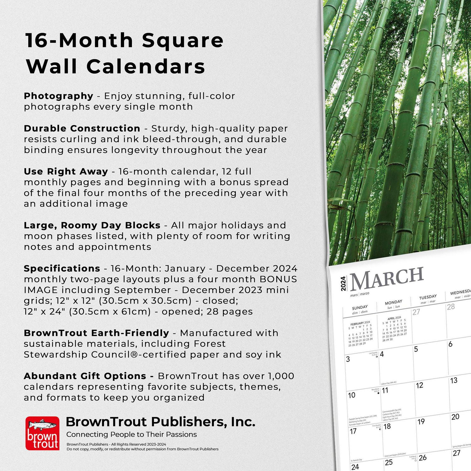 BrownTrout Japon 2024 Mur Carré 30.48x60.96 CM, 9781975463366