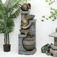 thumbnail image 5 of Watnature 5-Tier Natural Looking Stone Fountain Outdoor Water Fountain with LED Lights Resin Fountain Decor for Garden Patio, 5 of 14