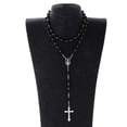 thumbnail image 2 of Collar con colgante de cadena de cuentas de rosario de 8 mm para hombre y mujer, de aleación acrílica, ideal como regalo. Negro, 2 of 9