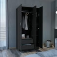 thumbnail image 3 of Shunda K Wardrobe 71H" with 3-Doors and 2-Inner Drawers, 3 Doors, Black, 3 of 5