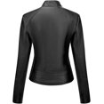 thumbnail image 3 of Women's Genuine Black Lambskin Leather Jacket Motorcycle Biker Leather Jacket W269, 3 of 4