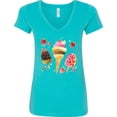 thumbnail image 3 of Inktastic Ice Cream Cone and Popsicles Women's V-Neck T-Shirt, 3 of 5