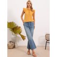 thumbnail image 4 of DARING DIVA Women's Ruffle Crew Neck Layer Cap Sleeve Blouses XS Yellow, 4 of 6