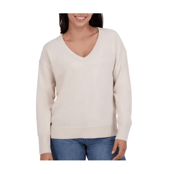 Lucky Brand Women's V-Neck Sweater Natural XS