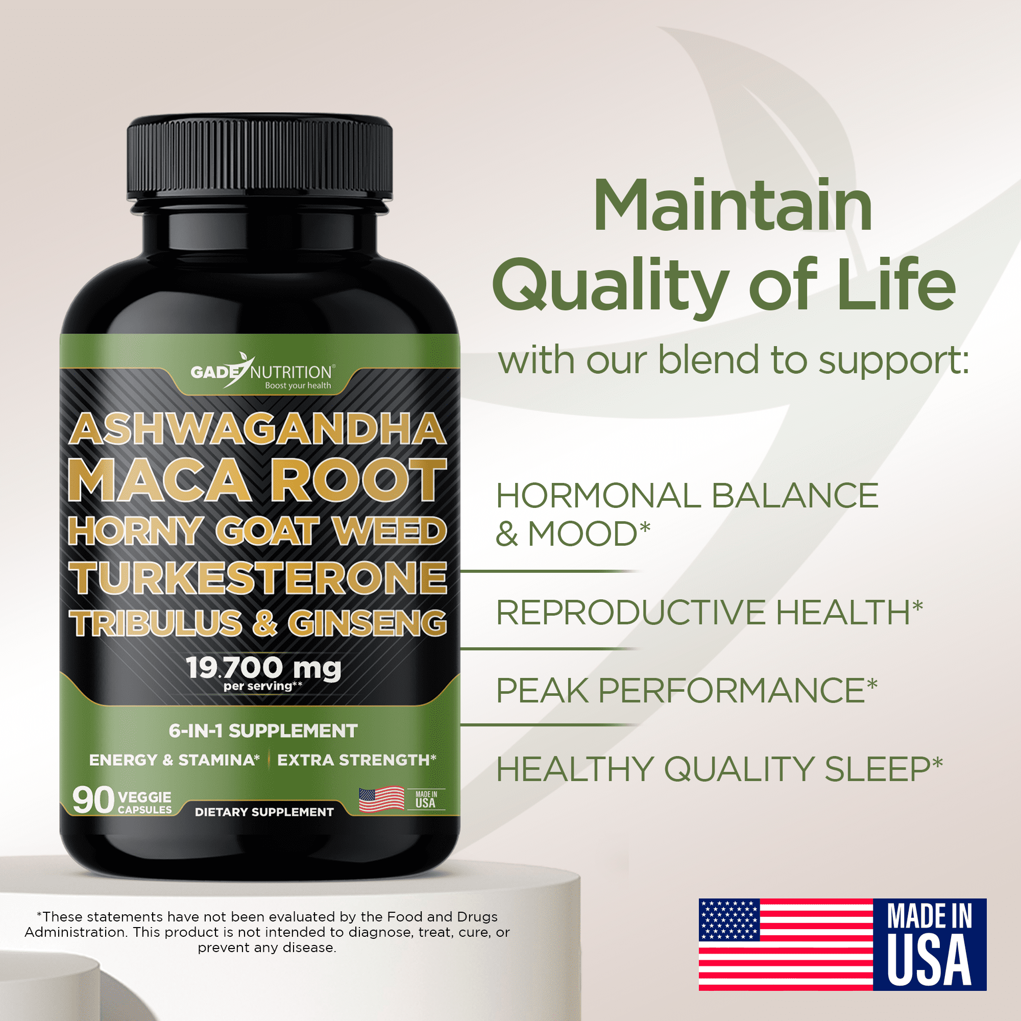 Gade Nutrition's Ashwagandha, Maca, Goat Weed, Ginseng