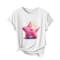 thumbnail image 2 of Womens Graphic Star Print Short Sleeve T-Shirts Crewneck Casual Summer Cute Tees Tops 2025 Trendy, 2 of 4