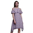 thumbnail image 1 of Bimba Floral Printed Womenâ€™s Ruffle Front Cold Shoulder Swing Shift Dress-Medium, 1 of 6