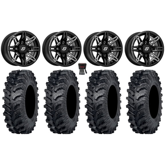 Sedona Rukus 14" Wheels Black 27" MT911 Tires Kawasaki Mule Pro FXT