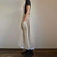 thumbnail image 4 of Women Dress Casual Loose Solid Pinafore Long Straps Apron Cotton Linen Overall Dresses with Pockets, 4 of 5