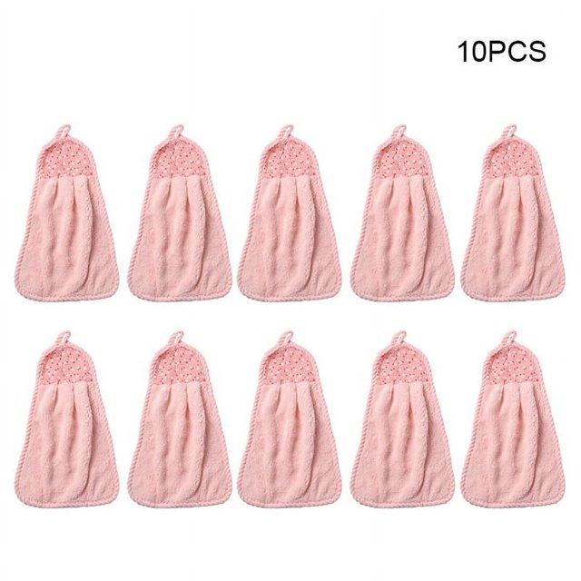 10pcs Hanging Hand Towels Micro Fiber High Absorbent Wipes Rags Quick Dry Dish Cloths for Kitchen Bathroom - Gray