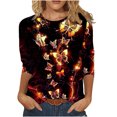 thumbnail image 2 of Pntutb Mujeres 3/4 Mangas Casual Camisas Pullover Túnica Suelta tops Estampado O-Cuello Blusa Pntutb Pntutb-5358, 2 of 5