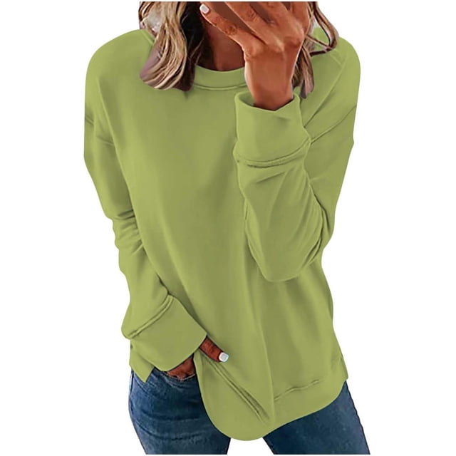 Chemises de Compression à Manches Longues pour Femmes à Col Rond Uni Plus Sweat-Shirt Oversize Pulls Coupe Ample à la Mode des Hauts Légers pour les Femmes de Grande Taille Gris M