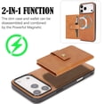 thumbnail image 2 of ELEHOLD Case for iPhone 17 Pro Max, Magnetic Wallet Phone Case with Card Slots, Wireless Charging Compatible,Brown, 2 of 7
