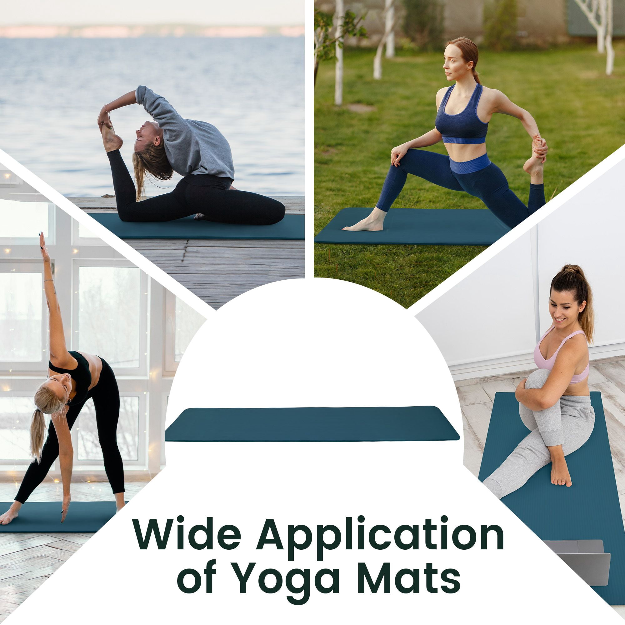Fitvids 1/2-Inch Thick High Density Exercise Yoga Mat with Carrying Strap, Navy Blue