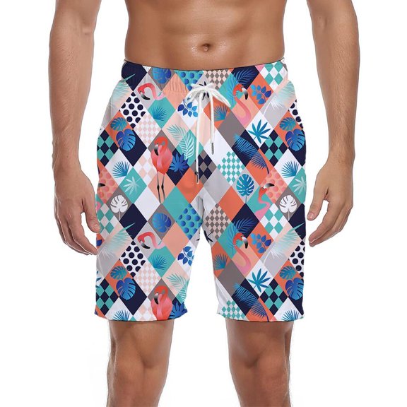 Brythos Men's Board Shorts,Quick-Drying Elastic Waist Beach Shorts,Drawstring Board Shorts Breathable Beachwear,Multicolor,XXXL