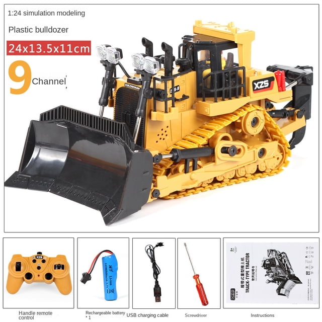 Remote Control Excavator Toy -11 Channel Remote Control Excavator With Metal Shovel, Rechargeable Construction Excavator Car With Light And Sound-SinKeeU