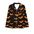 thumbnail image 5 of Halloween Pajamas Womens 2 Piece Pant Sets Pumpkin Ghost Print Long Sleeve Button Up Shirt and Bottoms Pjs Outfits, M Style #T, 5 of 6