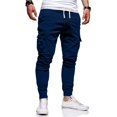 thumbnail image 2 of Men Casual Cargo Jogger Pants with Drawstring Waist Multiple Pockets Elastic Cuffs Lightweight Trousers for Daily Wear, 2 of 5