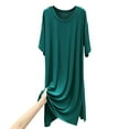 thumbnail image 3 of Zyekqe Plus Size Pajamas Dress Short Sleeve Round Neck Sleepwear Dress Summer Casual Comfy Nightgowns Loungewear, 3 of 4