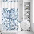 thumbnail image 3 of No Hook Shower Curtain, Palm Tree Monstera Shower Curtains for Bathroom with See Through Top Window, Slate Blue Leaf Boho Botanical Tropical Waterproof & Washable Bath Curtain Narrow 54"x78", 3 of 9