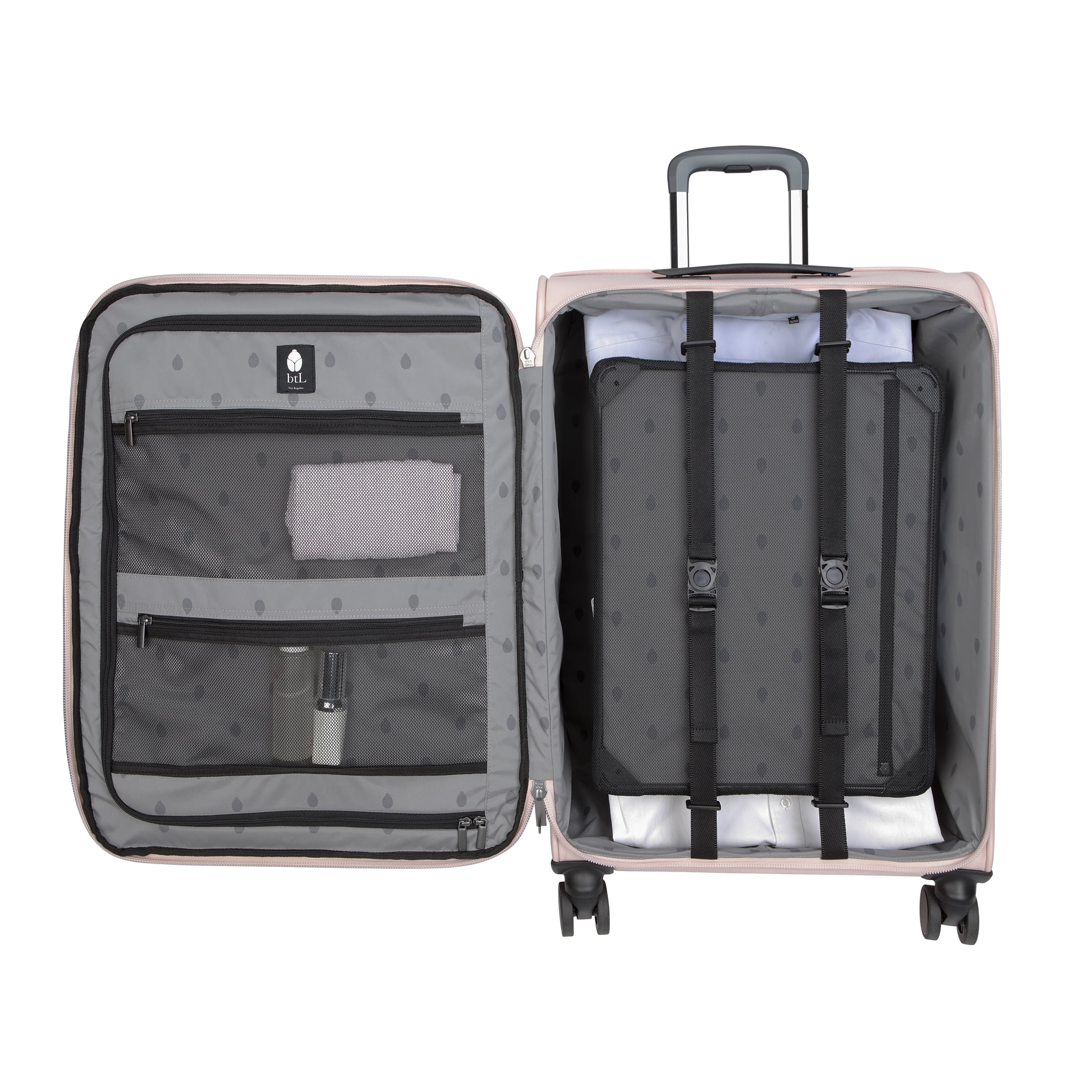 btL 28-inch Nylon Softside Expandable Checked Upright Luggage With 360 Spinner Wheels and Divider Pockets, Rose Smoke