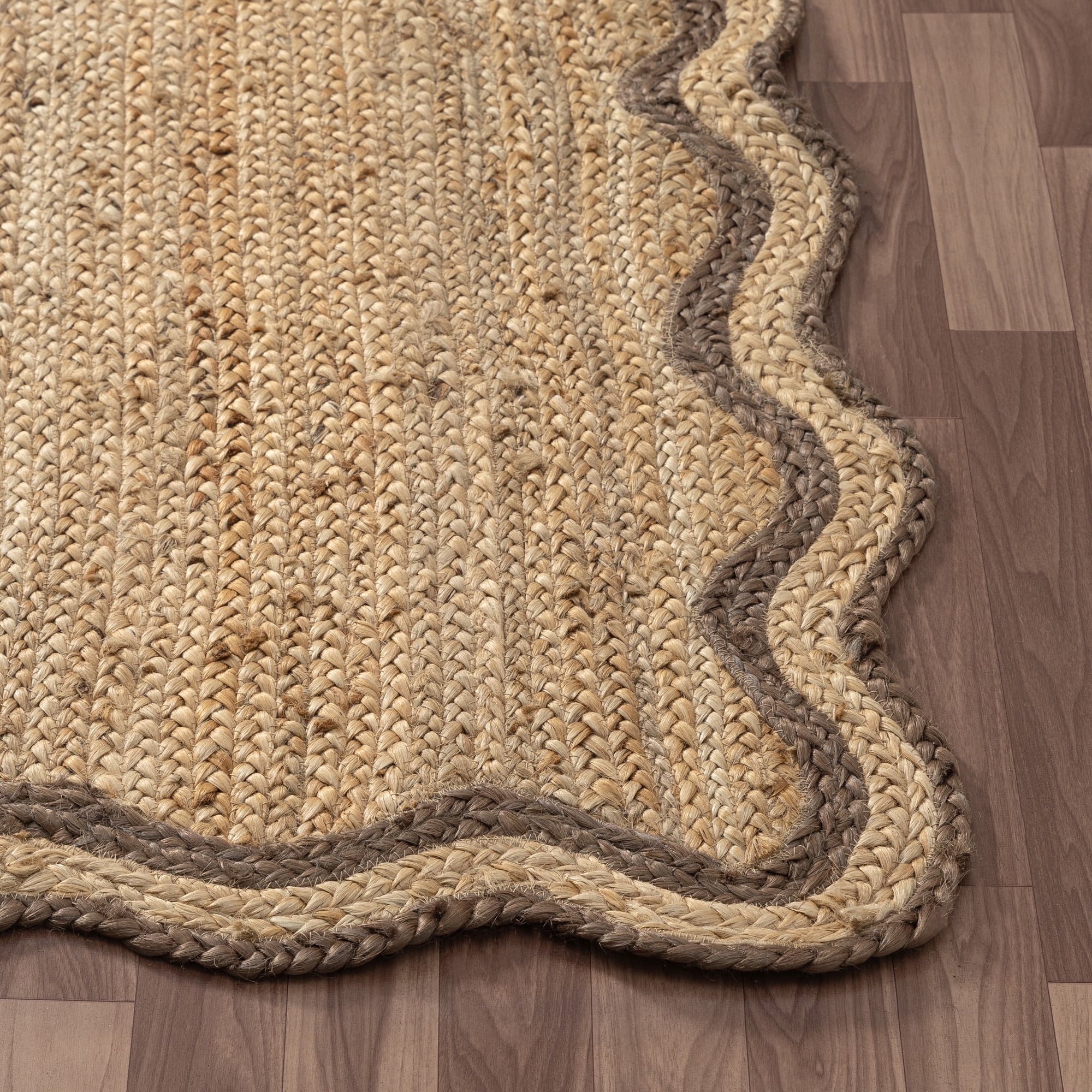 Harlow Hill Teni Braided Jute 2' x 3' Brown/Natural Bordered Performance Indoor Area Rug