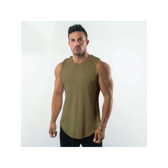 Men'S Sleeveless Shirts Quick Dry Tank Tops For Men Sun Protection Upf 50 Athletic Gym Workout Muscle Shirts Gym Training Athletic Vest Shirt Military Green 3XL