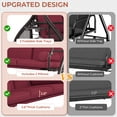 thumbnail image 6 of TLSUNNY 3-Seat Outdoor Porch Swing with Stand and Canopy, Convertible Porch Swing Bed for Adults, W/ Foldable Cup Holders & Removable Pillows, 800LBS, 6 of 11