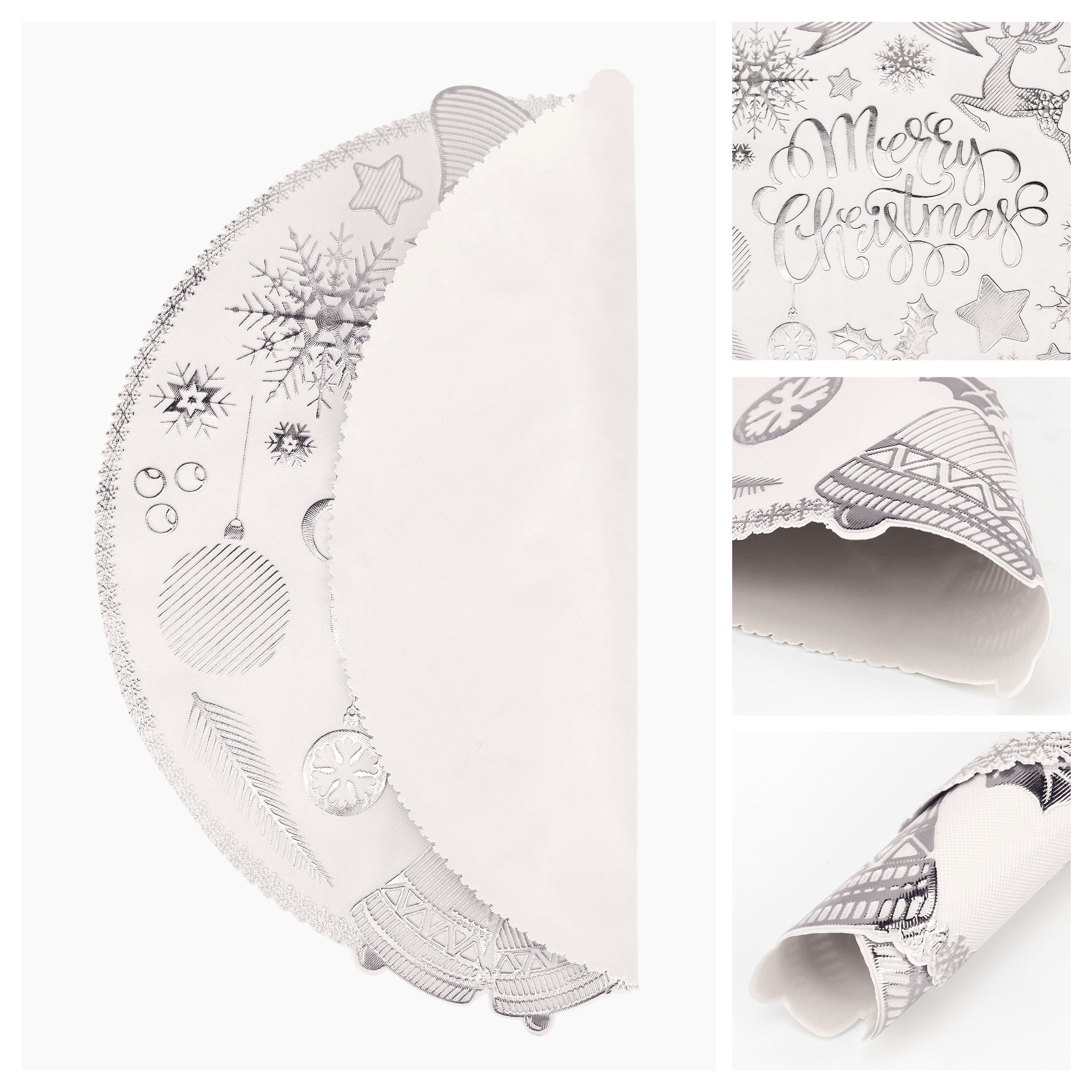 Unique Bargains Set of 6 Washable Kitchen Table Placemats for Holiday Dining Silver