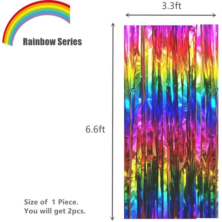 Tinsel Fringe Rainbow Coloured Curtain Photography Backdrop - Prop Face