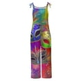 thumbnail image 4 of Xixinqiwan Womens Mardi Gras Jumpsuits,Women's Mardi Gras Themed Playsuit Casual Loose Vintage Shoulder Strap Cotton Linen Spaghetti Strap Rompers, 4 of 5