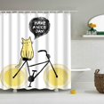thumbnail image 4 of Cortina de ducha de poliéster con estampado de flamencos de animales de dibujos animados de baño nórdico impermeable para decoración del hogar, 4 of 5