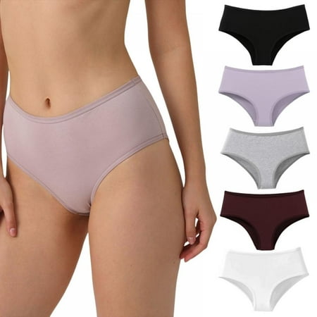 

Women s Cotton Stretch Underwear Soft Mid Rise Briefs Underpants 5 Pack